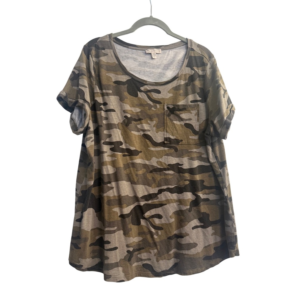 Eliane Rose Camo Pocket T Shirt Top Women Plus Size 1X Cotton Modal Blend